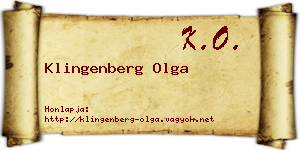 Klingenberg Olga névjegykártya